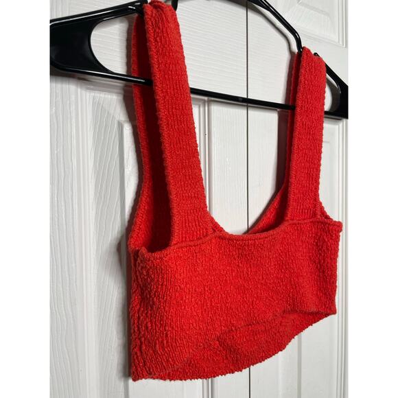 NEW Urban Outfitters Red Orange Knit Crochet Stretchy Crop Top Tank Size Small - Picture 9 of 9